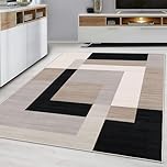Hafaa Area Rugs for Bedroom - Large Rugs Living Room 120 x 170 Cm Geometric Style Modern Floor Carpet Non Shedding Soft Touch Rug Easy to Clean(Milo Neutral)