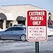 SmartSign 18 x 12 inch “Customer Parking Only - Violators Towed” Metal Sign, 63 mil Aluminum, 3M Laminated High-Intensity Grade Reflective Material, Red and White
