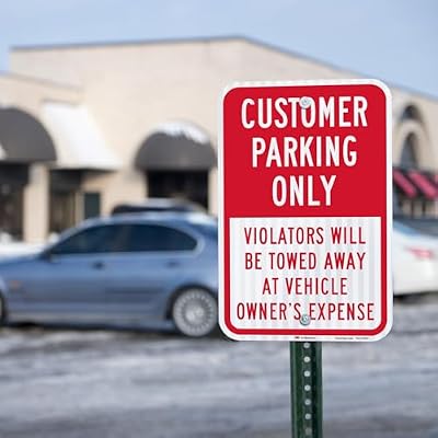 SmartSign 18 x 12 inch Customer Parking Only - Violators Towed Metal Sign, 63 mil Aluminum, 3M Laminated High-Intensity Grade Reflective Material, Red and White