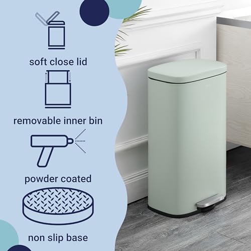 Image of happimess Curtis 8 Gal Step Trash Can Soft Close 25 inch, Pistachio Gelato