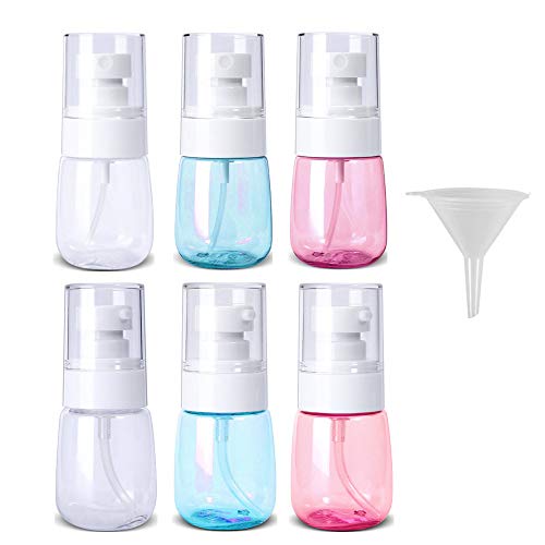6Pcs Spray Bottles and Lotion Pump Bottles Set, 30ml Empty Fine Mist Mini Travel Size, Refillable and Reusable Plastic Bottles for Lotion, Perfume, Liquid