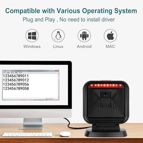 Obz RF-80 1D 2D Desktop Barcode Scanner, Obz Omnidirectional Automatic Sensing Scanning Hands Free Usb Desktop Barcode Scanner thumb #4