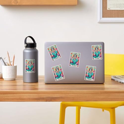 Image of (3PCs) The Nurse Tarot Vinyl Sticker, The Nurse Tarot Card Holographic Stickers, RN Skeleton Hologrpahic Vinyl Stickers, Fun Nursing Decal for Laptop Water Bottle Phone Car Helmet 3 inch (Normal, 3in)
