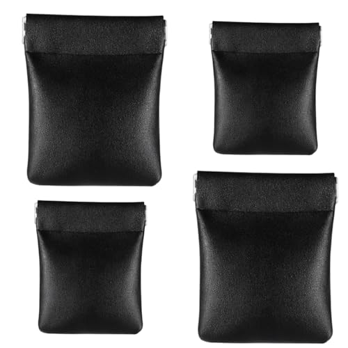 4 Stück Kleingeldbörse Kleingeldbörse aus PU-Leder mit Druckknopf Münzportemonnaie für Männer Coin Purse & Coin Wallet Klein & Groß