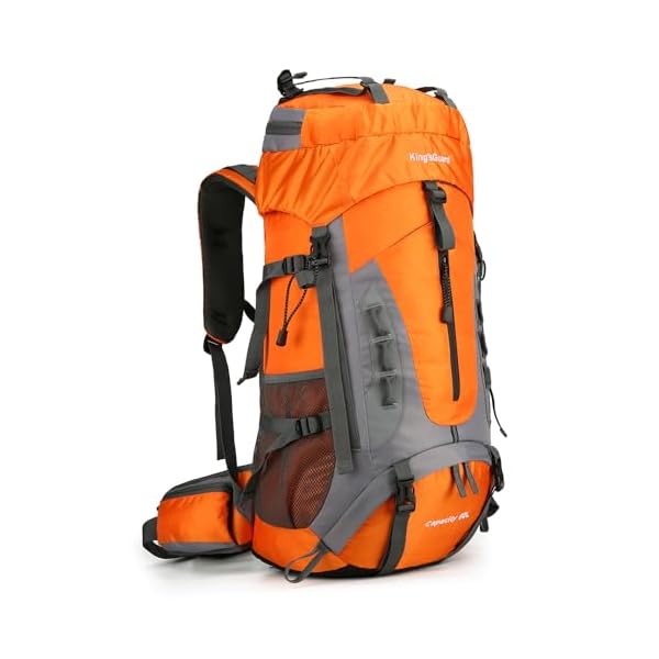 KingsGuard-60L-Hiking-Backpack-Men-Women-Camping-Backpack-Waterproof-Backpacking-Mountaineering-Climbing-Daypack-with-Rain-Cover-Orange King'sGuard 60L Hiking Backpack Men Women Camping Backpack Waterproof Backpacking Mountaineering Climbing Daypack with Rain Cover (Orange)