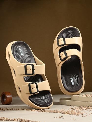 Image of DOCTOR HEALTH SUPER SOFT Men EVA Double Strap Sandals | Adjustable Buckle Comfort Slides | Lightweight Anti-Slip Casual Sandals for Indoor Outdoor Everyday Wear