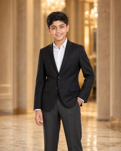 Image of SaintX Kids Boys Tailored Premium Coat Blazer | 4-Way Stretchable Wrinkle Free Fabric | Fully Lined | Slim Fit | Versatile Formal & Casual Jacket for Boys (1-14 Years KB01)