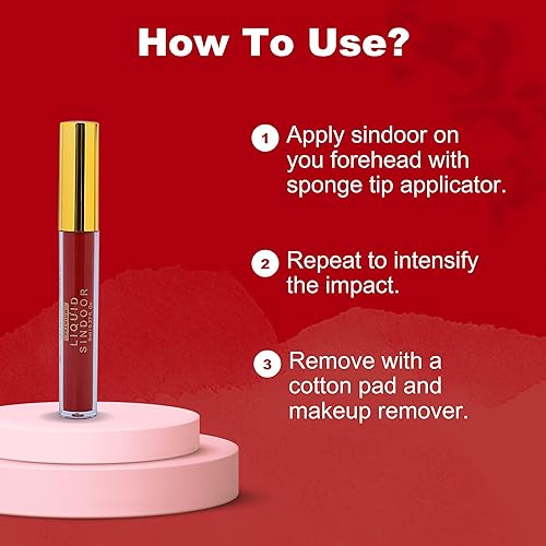 Organic Netra Liquid Sindoor, Kumkum, Waterproof Long lasting, Smudge Proof Sindoor, Pure and Natural Red Colour, Long lasting, Enriched with Natural and Organic Ingredients... - Image 3