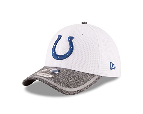 New Era NFL Indianapolis Colts 2016 Training Camp Team Color 39THIRTY Stretch Fit Cap, Medium/Large, White/Gray Heather
