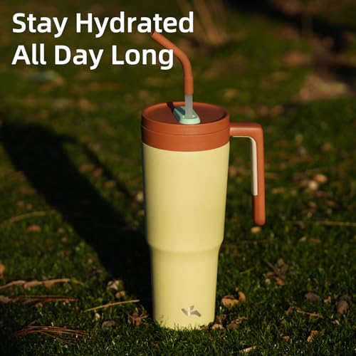Image of Konokyo 40 oz Tumbler with Handle and Straw, Insulated Water Bottle