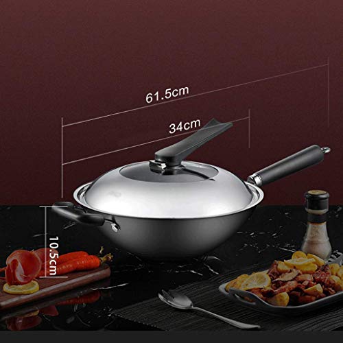 Wok de hierro fundido 34 cm con mango resistente al calor miniatura 3