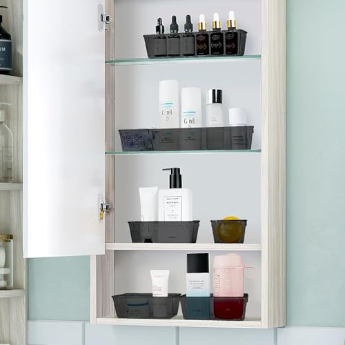 Image of mechdel Drawer Organizer Set /Bathroom and Dressing Table Trays /Cosmetic Display /Bathroom Cosmetic Organizers /Unbreakable Drawer Organizer /Drawer Divider Tray (Black, (6 x 6) -6PCS)