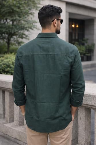 Image of Men's Solid Casual Shirt | Casual Plain Button Down Shirt for Men | Regular Fit Full Sleeves Smart Formal & Casual Wear