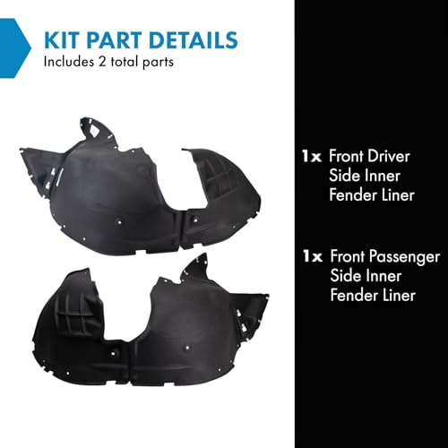 Image of TRQ Front Inner Fender Liner Set Compatible with 2017-2018 GMC Acadia GM1248290 GM1249290