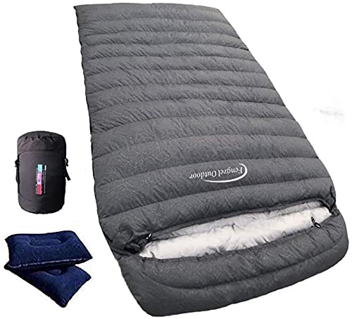 Fengzel Outdoor 寝袋 二人用 マミー型 高級羽毛充填 足が出せる 全開可能 カップル 親子用 防寒性高い シュラフ