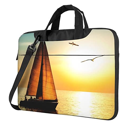 Sac pour ordinateur portable voilier sur l'océan sac à bandoulière léger avec poignée