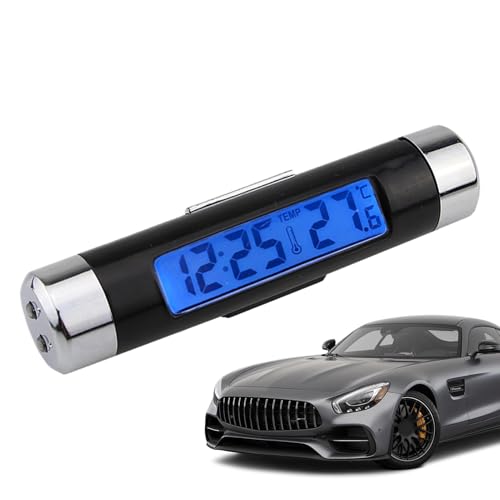 Horloge de tableau de bord de voiture, horloge numérique de voiture | Horloge automobile à sortie d'air, horloges de voiture 2 en 1 multifonctions et jauge...