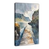 ZYGNBHL Póster artístico de la laguna azul de Islandia para decoración de pared, introducción a la ciudad, bar, restaurante, garaje, baño, cafetería, regalos de vacaciones, marco de 24 x 36 pulgadas