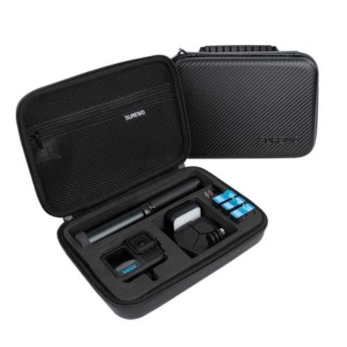 SUREWO Hard Case for GoPro,Surface-Waterproof Carrying Case Compatible with GoPro Hero 13/12/11/10/9/8/7/(2018)/6/5 Black,DJI Osmo Action,AKASO/Campark and More (Medium)