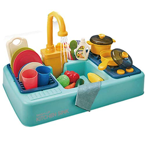 Preisvergleich Produktbild HJX888 Küchenspielzeug Zubehör, Kinderküche Kochgeschirr, Kinder Rollenspielzeug,für Mädchen und Jungen,Blau