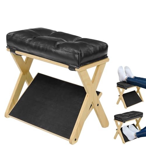 Image of Foot Rest Under Desk at Work, Under Desk Footrest with Double Step Wooden Ergonomic Design, Non-Slip EVA Surface, Office Foot Stool for Posture Support, Leg Relief, Home Office & Gaming