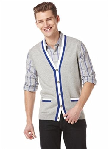Perry Ellis Gray Sleeveless Cotton Nylon Button Closure Vest Sweater Men (s)