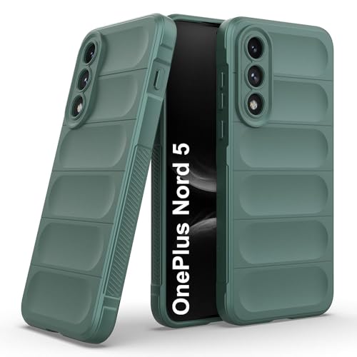 Image of Amazon Brand-Solimo Mobile Cover for OnePlus Nord 5 5G | Full Camera Protection | Liquid Silicon Case | Flexible Bumper Case for OnePlus Nord 5 5G (Green)