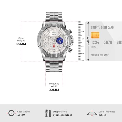 SKMEI Men's Silver Steel Belt Watch Silver - Silver - Image 5