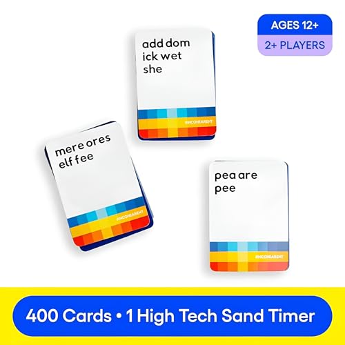 Image of Tickles Incohearent Family Edition Gibberish Guessing Card Game | 400 Cards with Sand Timer | Hilarious Party & Friends Night Game (Ages: 12+ Years, Players: 2+)