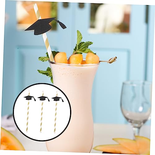Alipis 12 pcs Pitillos de papel negros flexibles para fiesta miniatura 6
