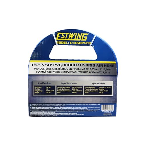 Estwing E1450PVCR 1/4" x 50' PVC/Rubber Hybrid Air Hose with Brass 1/4" NPT Industrial Fitting and Universal Quick Connect Coupler by Estwing - Image 3