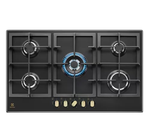 Electrolux KGS 9536 RN Plaque de cuisson à gaz finition fonte noire et poignées bronze 90 cm