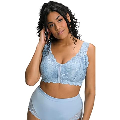 Ulla Popken Bustier de Encaje con Cremallera sin Aros Sujetador, Azul Celeste, 115D para Mujer Cover