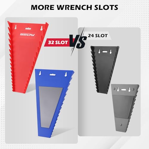 2-Pack Magnetic Wrench Organizer, 32-Slot Premium Wrench Rack Holder Tool Trays for Toolboxes Drawer Storage, SAE (1/4" - 1-1/16") & Metric (6mm - 24mm) - Image 4