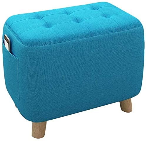 Tabouret canapé en bois massif bleu petit banc de salon 40cm