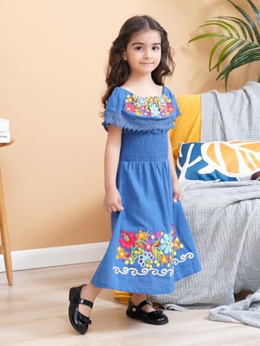 Image of Mexican Dress for Girls Traditional Vestidos Mexicanos Cinco de Mayo Embroidered Dresser Toddler Kids
