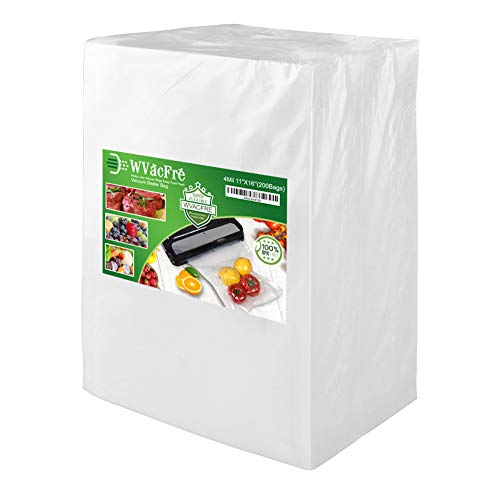 WVacFre Vakuumbeutel für Lebensmittel, 200 Gallonen-Größe, 27,9 x 40,6 cm, 4 mm, handelsüblicher Qualität, BPA-frei, robust, ideal für die Aufbewahrung von Lebensmitteln oder zum Vakuumgaren Cover