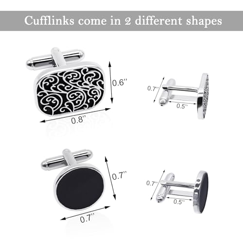 Medsuo 4pcs Cufflinks for Men Classic Tone Cufflinks for Wedding, Birthday, Banquet, Business Meeting (Round and Square)2