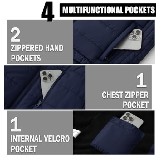 Image of Msmsse Men's Outerwear Vests Winter Quilted Padded Vest Gilet Stand Collar Warm Puffer Vest