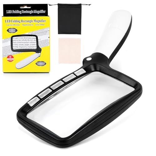 AiQInu Lupa Rectangular con Luz 5 LED