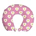 ABAKUHAUS Romántico Cojín de Viaje para Soporte de Cuello, En Forma de corazón Diseño Huevos, Viajes Siestas Leer Mirar TV, 30x30 cm, Rosa Mostaza y Negro