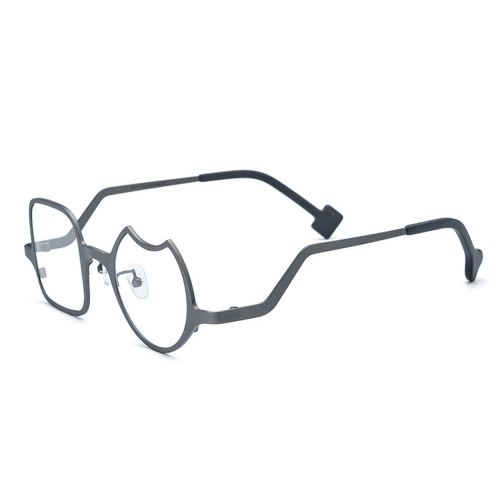 Quadrat Runden Lesebrille Titan, Asymmetrischer Farbe Rahmen Schlank Lesen Gläser, Lesebrillen Titan Ultraklare Sicht Männer Frauen, Lesehilfe für Herren & Damen