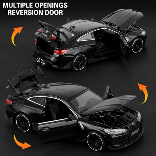 Image of WORSHIPER 1:32 Diecast Model Alloy B-M-W M4 Metal Pull Back Car with Sound Light, Openable Doors, Toy Vehicles for Kids Gift, car for Kids