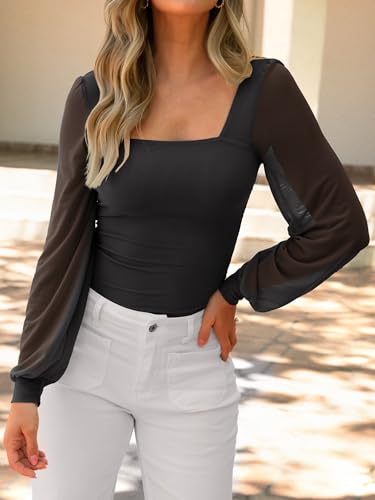 ANRABESS Womens Square Neck Mesh Long Sleeve Tops Double Lined Dressy Business Casual Blouses Shirts 2025 Fall Outfits2