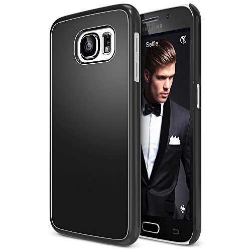 Galaxy S6 Case, TETHYS [Artisan Cases] Samsung Galaxy S6 Case Protective Slim Cases with Anti-Scratch Protection Metallic Design [Slim-Fit] S6 Cover for Galaxy S6 (2015) - Black
