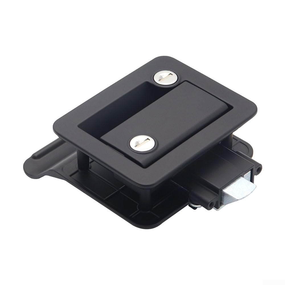 Serratura per porta d'ingresso RV in lega di zinco con chiave, antifurto per roulotte e camper, set di maniglie di sicurezza resistenti alle intemperie con viti di montaggio, nero