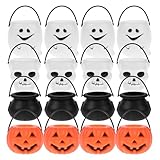 12pcs Halloween Pumpkin Candy Bowl Holder Jack O' Lantern Candy Bucket Plastic Lightweight Trick Or Treat Pots Wizard Buckets for Halloween Party