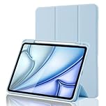 Case for iPad Air 11 Inch M4 2026 8th Gen/M3 2025/M2 2024, iPad Air 5th/4th Gen 10.9 Inch 2022/2020 Slim Stand Cover with Pencil Holder, Supports Apple Pencil Charging, Auto Wake/Sleep - Sky Blue