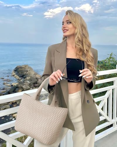 Bolso Tote Tejido para Mujer de Cuero Vegano Grande miniatura 2