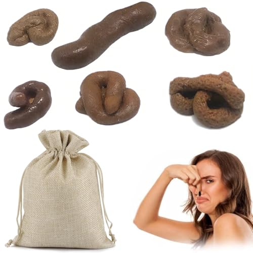 KIRZAX 6 Piezas Caca De Juguete Mierdas De Broma,Caca De Broma, Viene con Bolsa con Cordón. Adecuado para El Día De Los Inocentes De Halloween